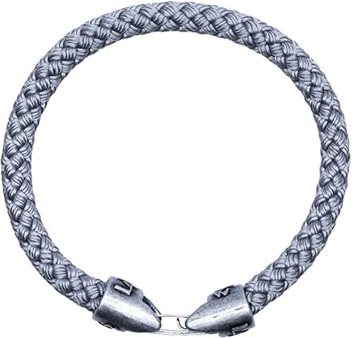 L4K3 Bracciale Unisex in Corda Nautica Intrecciato a Mano con Chiusura in Argento Antico, Stile Marino, Impermeabile, Anallergico e Antigraffio Made in Italy (Silver, 17 cm)