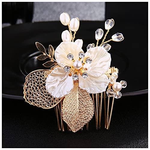 PiurUf Fascia Di Piume Oro color foglie clip for capelli donne bohemia moda capelli gioielli da sposa fiore pettine for capelli da sposa conchiglia conchiglia Fascia Piume Di Pavone