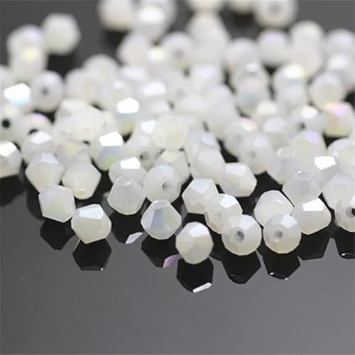 Generic 1300 perline biconiche di cristallo colorate da 3 mm, per gioielli, perline, artigianato, progetti fai da te, bracciali, collane, orecchini, gioielli (bianco tinta unita)