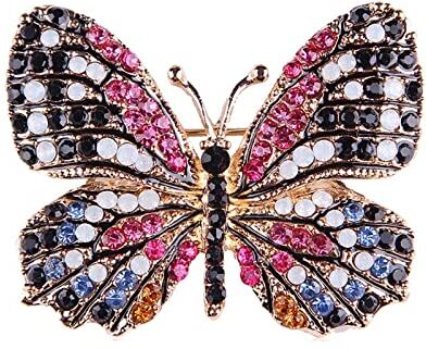 YYUFTTG Mollette capelli Colorful Butterfly Brooches Metal Crystal Cutout Brooch Animal Pins Banquet Wedding Bouquet Brooch (Color : Purple)