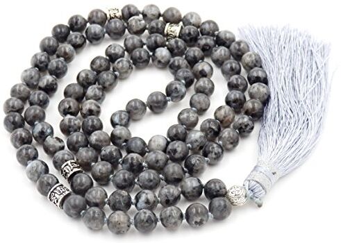 Generic 108 Mala Tibetano Collana per Donne Uomo, Mala Bracciale Buddista, Meditazione Mala, Black Labradorite Yoga Mala