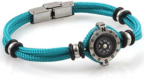 amorili bracciale con bussola e cordino nautico uomo (turchese)