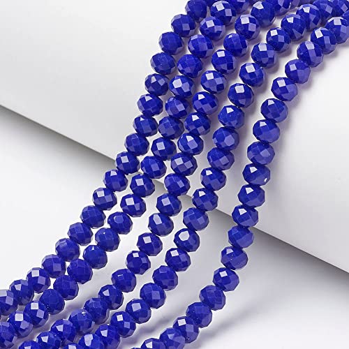 PH PandaHall PandaHall 1230 perline in vetro sfaccettate Rondelle da 4 mm, in vetro opaco, per bracciali, collane, orecchini, gioielli, colore: blu