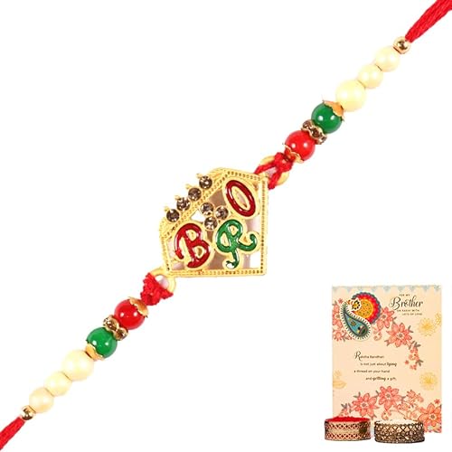 archies La più grande collezione Rakhi per Rakshabandhan   Rakhi per fratello   Rakhi per Bhaiya e Bhabhi   Cesto regalo combinato Rakhi per Bhai (B), L, Rudraksha, Lapislazzuli