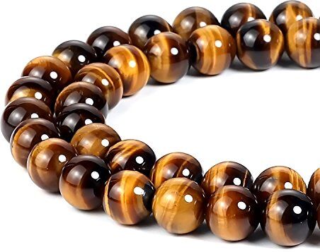 HAAMIIQII 30 Pezzi 12mm Naturale Giallo Tigre Eye Perline Rotonde Pietra Preziosa Sciolto Perline per Gioielli che fanno DIY Bracciale Collana