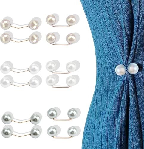 OusSee 12 Pezzi Spilla con Perle Artificiali, Spilla Toracica Vita Retrattile Artefatto Culottes Bottone Antiscivolo Bottone Cardigan Perla Bottone Sciarpa di Seta per Matrimoni/Banchetti