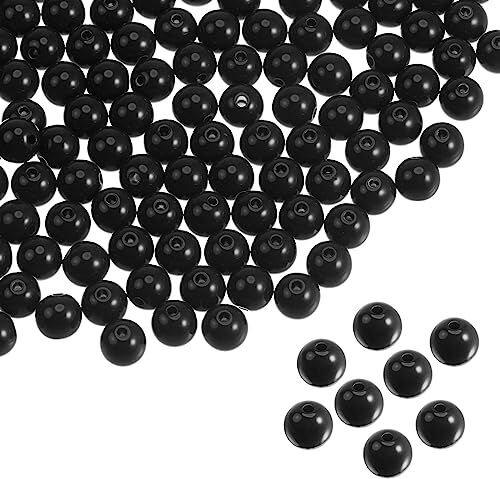 QUARKZMAN 1700pz Acrilico Rotondo Perle 8mm Allentato Bolla Artigianato Perle Assortito Caramella Colore per Fai-da-Te Braccialetto Orecchino Collana gioielle Creazione, Nero