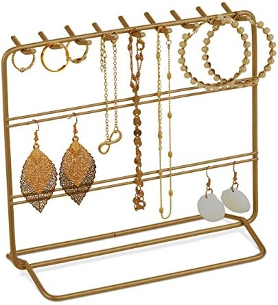 Relaxdays Portagioie, per Collane, Orecchini, Bracciali e Anelli, Stand Organizer Gioielli, HLP: 18x20x9 cm, Bronzato