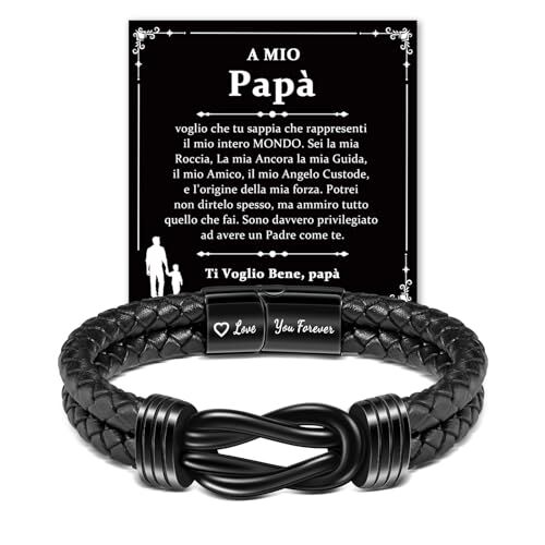 CheersLife Regalo Festa Del Papà Regalo Per Papà Bracciale Papà Compleanno Idee Regalo Uomo Bracciale Uomo Personalizzato Festa Del Papa Idee Regalo Nodo Infinito Ti Amo Per Sempre