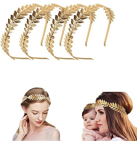 LeapBeast 4 Pezzi Corona Dea Tiara, Corona Dea Greca, Boho Corona da Sposa Accessori per Capelli Foglie, Corone Romane Adatto per Fotografia di Viaggio, Feste di Matrimonio