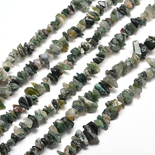 KitBeads 200-230 perline di agata di muschio, perle di guarigione verdi irregolari naturali di muschio verde chip perline per gioielli alla rinfusa