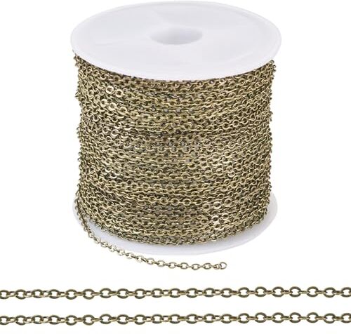 FASHEWELRY 10 m/rotolo di catene piatte in ferro rivestito in ottone bronzo antico saldate piatte ovali catene per la creazione di gioielli per bracciali, collane