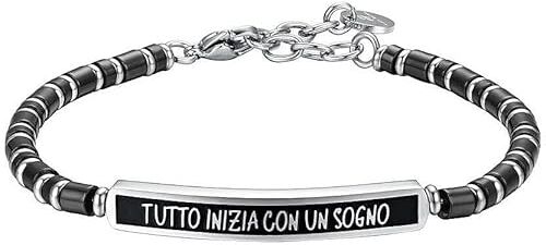 Luca Barra Bracciale da uomo Gioiello realizzato in acciaio con scritta tutto inizia con un sogno. La referenza è: .