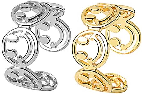 Carufin Vintage Serpente Anelli Aperti Cristallo Croce Indice Finger Ring Smiley Anelli Regolabili Pintail Anello Gioielli Regali per Donne e Ragazze (Confezione da 2) (E)