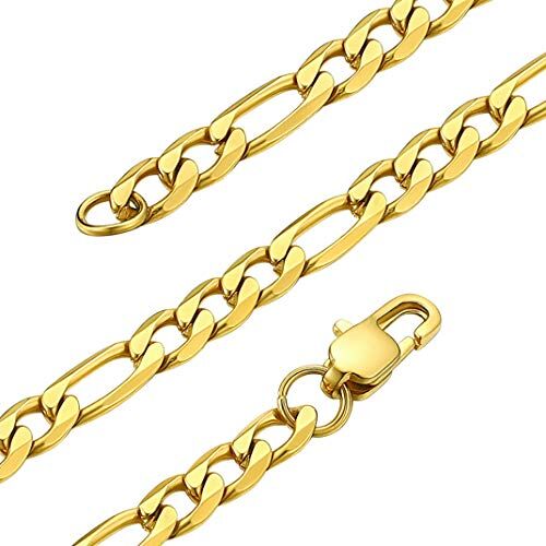 GOLDCHIC JEWELRY Collana a Catena Boy Figaro Da 4 mm, Gioielli Da Uomo Placcati In Oro 18 Carati