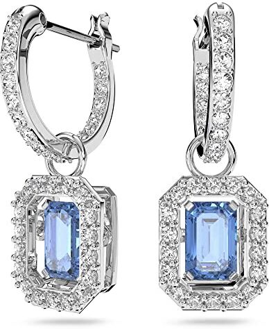 Swarovski Orecchini Millenia,  Zirconi con taglio ottagonale, Blu, Placcato Rodio