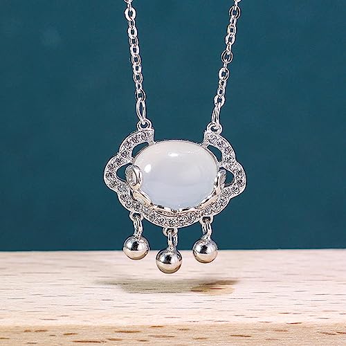 Wendalern Argento Opale Collana Bianco Opale Zircone Nuvola Collana Vintage Opale Birthstone Ciondolo Collana Etnica Clavicola Collana Catena Gioielli Per Donne E Ragazze