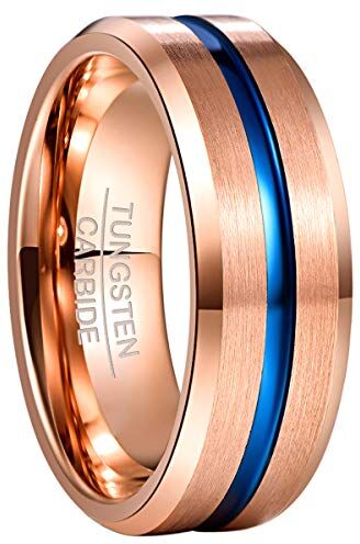 NUNCAD Anello Uomo/Donna/Unisex Tungsteno con Incisione I Love You Anello Amicizia/Anello Anniversario/Oro Rosa/Blu/Nero/Argento Taglia 8mm (12.5-32)