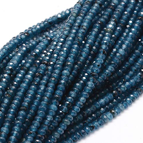 Perlin e di pietre preziose, agata (G189), e da 4 mm, rotonde e sfaccettate, blu, 30 pezzi, per gioielli