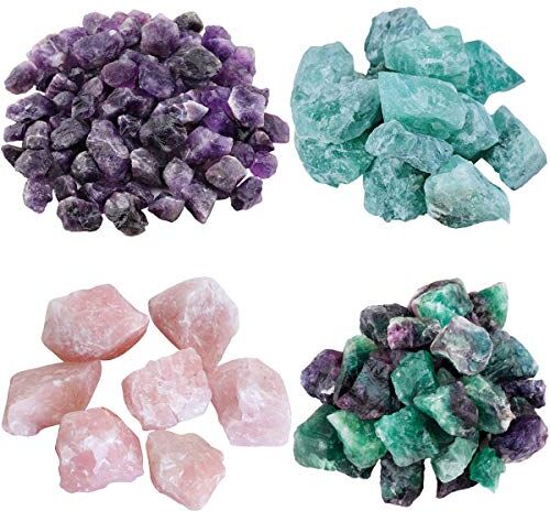 Tangger 400g Pietre Grezze Naturali di Cristalli Naturale Fluorite Verde Ametista Cristallo Rosa Fluorite Colorata Pietra Decorativa per Acquario Cristallo di Rocca Naturale