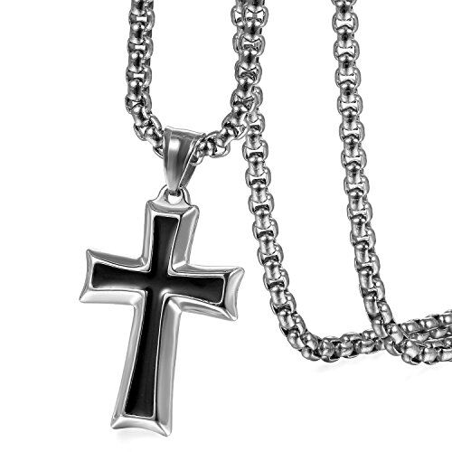 OIDEA Collana Catena Uomo acciaio inossidabile con Pendente Croce nero