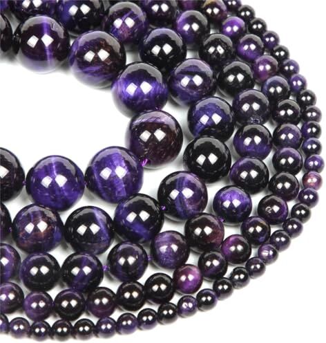 REHJJDFD Perline rotonde sfuse in pietra naturale viola occhio di tigre per la creazione di gioielli fai da te collane, bracciali, orecchini H8200 4 mm 88-90 pezzi