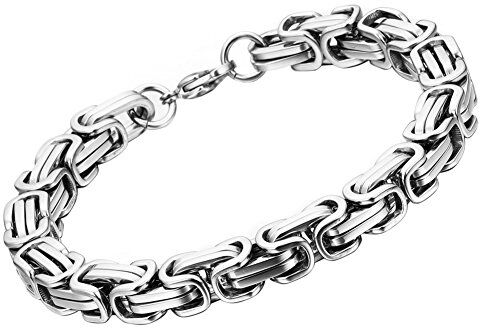 OIDEA Braccialetto Uomo Bracciale catena acciaio inox argento stile meccanico quadrato