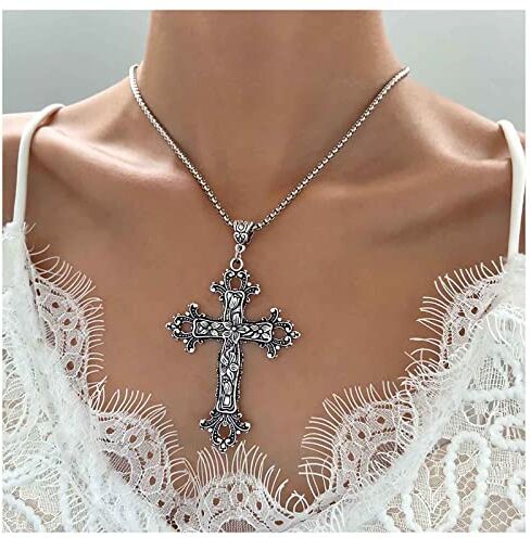 Inilbran Collana Girocollo Croce Esagerata Boho Collana Ciondolo Croce Grande Vintage Punk Collana Croce Grande Gotica Religiosa Cristiana Collana Catena Gioielli Per Donne E Ragazze