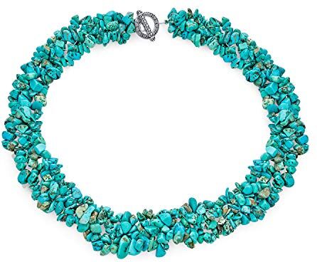 Bling Jewelry Stabilizzato Gemma Turchese Chunky Cluster Bib Chips Dichiarazione Multi Strand Collane Placcato Argento