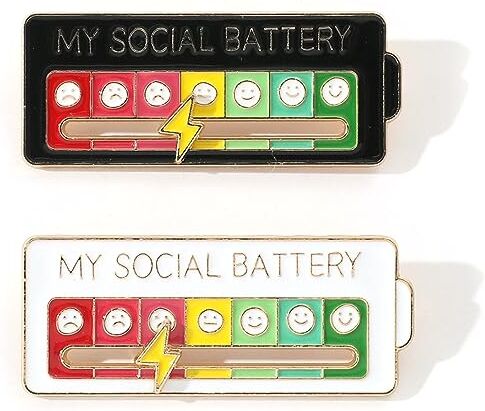 DDKY my social battery,spilla social battery,social battery pin,social battery spilla,2 pezzi, creativi, adatti per decorare zaini, vestiti, esprimere emozioni personali