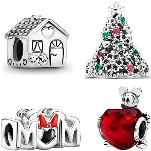 DOLARISE DR-S-024 Charms for Bracelets Sterling Silver, Cartoon Charms Bead Pendant for Women, Christmas Jewelry Gifts