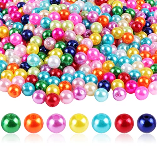 JSMTKJ 000PCS Perla Rotonde Perline, Perle Colorate da 8 mm Perline di Plastica per Collane Bracciali Gioielli Artigianali Decorazione Gioielli Fai da Te
