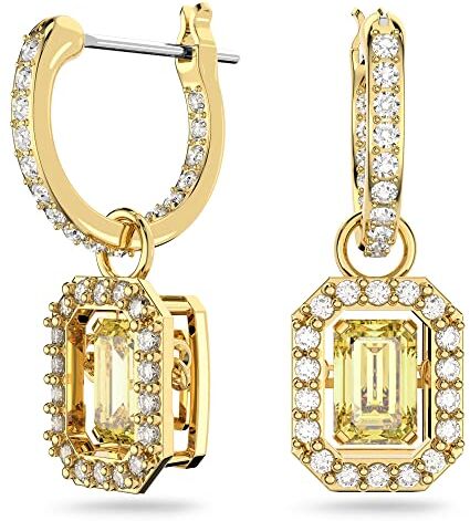 Swarovski Millenia Orecchini Pendenti, con Cristalli e Zirconia  a Taglio Ottagonale, Placcati in Tonalità Oro, Giallo