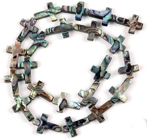 ENEMO Perline di conchiglia di abalone naturale Perline distanziatrici sciolte Stella rotonda Cuore quadrato Conchiglia per creazione di gioielli Bracciale collana fai da te-5 pezzi