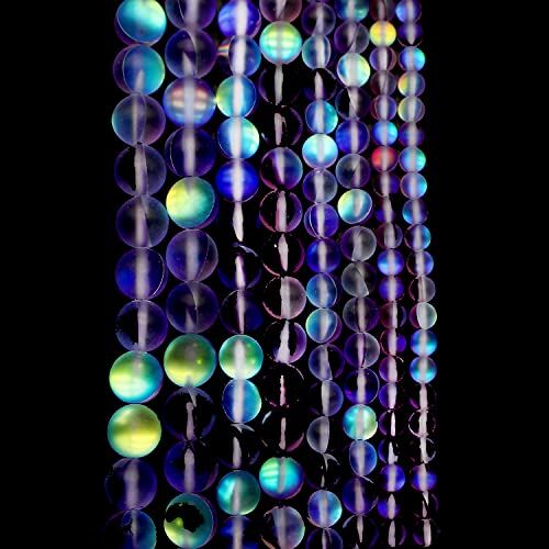 Oameusa 6 mm pietra di luna viola smerigliata pietra naturale pietra di agata sciolta perline per braccialetti fai da te collane, orecchini, gioielli che fanno forniture circa 60-62 pezzi 38,1 cm/filo