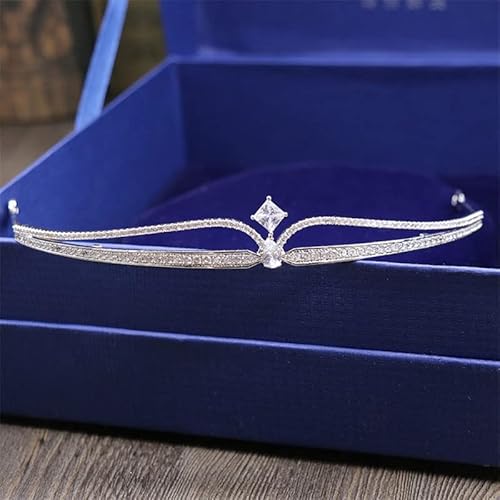 "n/a" Elegante diadema da sposa con imitazioni di zirconi cubici,in argento sterling.