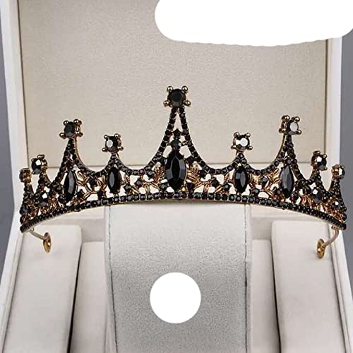 BFAUNRY Retro nero nuziale di cristallo Tiaras corone regina pageant prom velo diadema matrimonio capelli accessorio-03