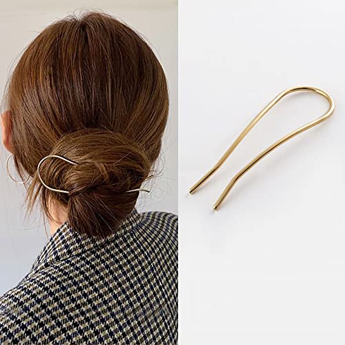 TseenYi Spilla Capelli A Forma Di U In Metallo Bastoni Capelli Vintage Spilla Francese In Metallo Oro Forcella Capelli Updo Clip Capelli Minimalista Forma U Accessori Donne E Ragazze Regali