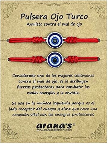 arana's Bracciale occhio turco filo rosso Amuleto protezione contro il malocchio e l'invidia Bracciale Kabbalah per coppie donna uomo e bambini Talisman buona fortuna Confezione da 2 pezzi