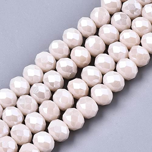 PH PandaHall PandaHall Briolette, perline sfaccettate in vetro Rondelle da 6 mm con perle di vetro opaco, placcate con lucidi, per bracciali, collane, orecchini, creazione di gioielli, rosa nebbiosa