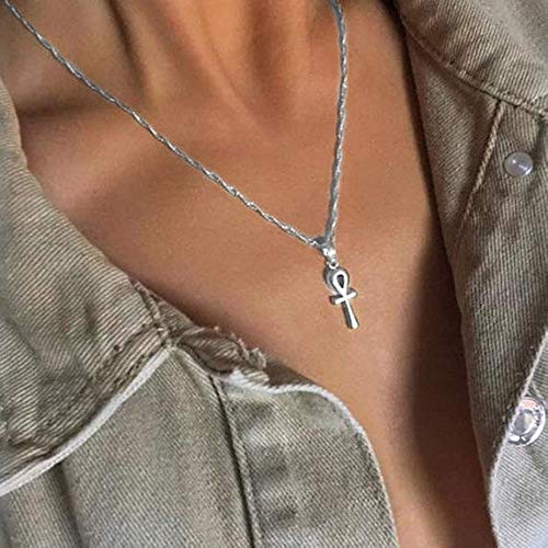 TseenYi Collana alla moda semplice con ciondolo a forma di croce, gioiello religioso per donne e ragazze, Misura unica, Metallo