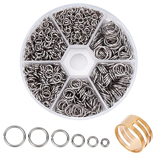 PH PandaHall Circa 1000pcs Anellini Aperti Anellini Argento in Acciaio Inox Anelli di Salto Ganci Chiusure di Gioielli per Bracciali Collane Orecchini Ciondoli Bigiotteria Fai da Te 4 5 6 8 9 10mm