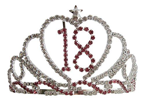 Pick A Gem Hair Accessories Pick a Gem Crystal Diamante 18th Birthday tiara/18 tiara Pink Birthday Love Heart Crown 18 ° compleanno