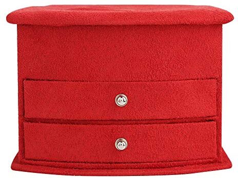 GFRGFH 4 colori 3 strati gioielli portatili orecchini anelli braccialetto collana scatola organizer per collane, bracciali, anelli, orecchini(Rosso)