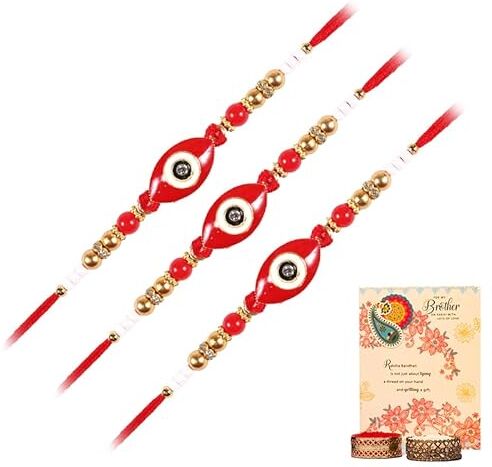 archies La più grande collezione Rakhi per Rakshabandhan   Rakhi per fratello   Rakhi per Bhaiya e Bhabhi   Cesto regalo combinato Rakhi per Bhai (B), L, Rudraksha, Lapislazzuli