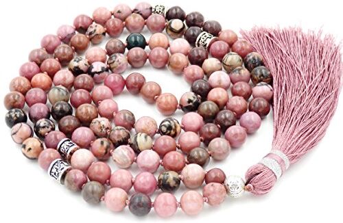 Generic 108 Mala Tibetano Collana per Donne Uomo, Mala Bracciale Buddista, Meditazione Mala, Rhodonite Yoga Mala