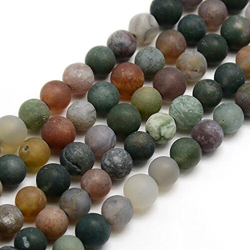 Perlin 36 perle di agata indiana, 6 mm, colore verde opaco, pietre semipreziose, agata Gemstone Beads