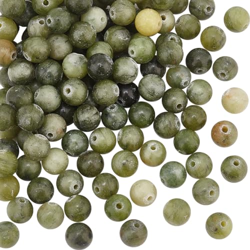 OLYCRAFT 116~120pcs 6mm Perle di giada verde naturale Perle di pietra preziosa naturale Perle di pietra di energia Perle con foro di 1 mm per la creazione di gioielli fai da te braccialetto collana