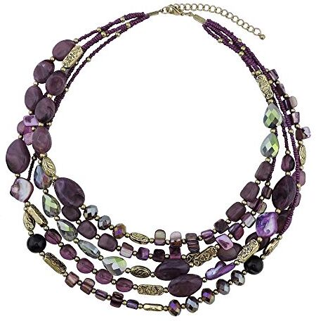 Bocar Collana Multistrato da Donna, 5 File, con Perline, Esclusiva, Idea Regalo, Acrilico,(-purple)