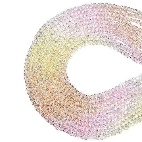 Airssory 10 fili rosa giallo arancione cristallo perline sciolte fili perline rotonde sfaccettate distanziatore per la creazione di gioielli
